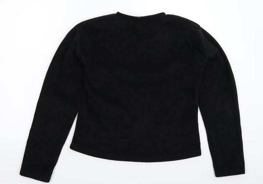 Avenue Womens Black Fleece Pullover Sweatshirt Size 14