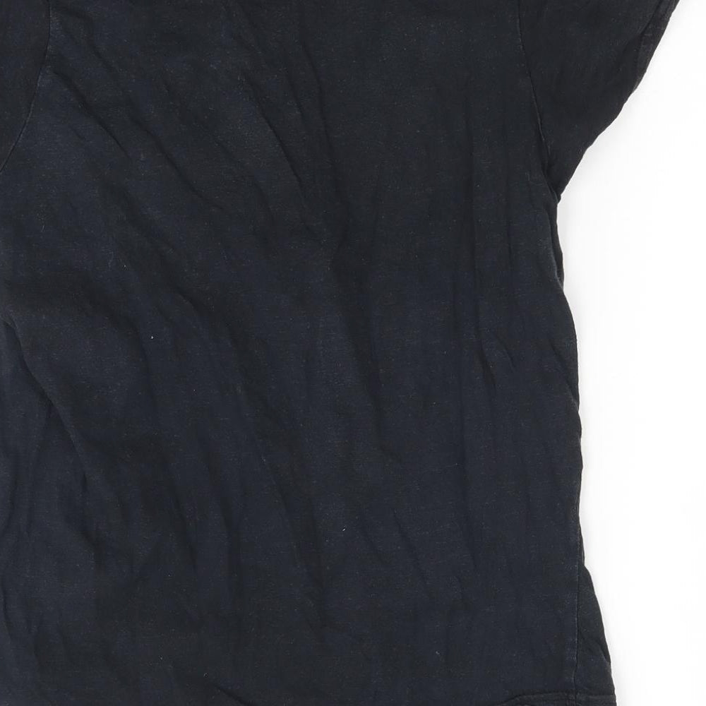 Brand and care label for Lee Cooper women’s blue basic t-shirt, size UK 16