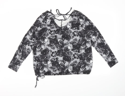 NEXT Womens Grey Floral Basic Blouse Size 14