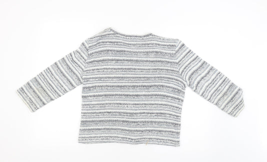 Per Una Girls Grey Striped Cardigan Jumper Size M