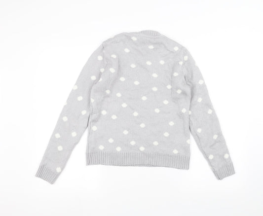 New Look Womens Grey Knit Pullover Jumper Size 8 - Bear