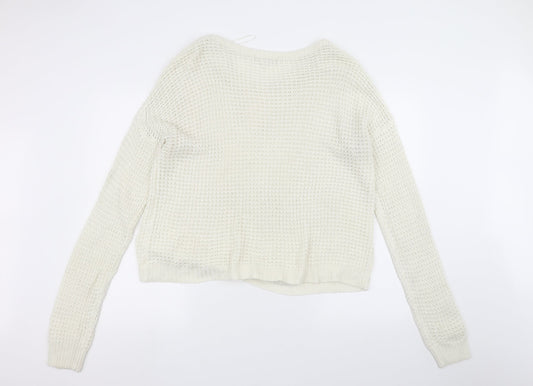 Missguided Womens White Knit Pullover Jumper Size 14