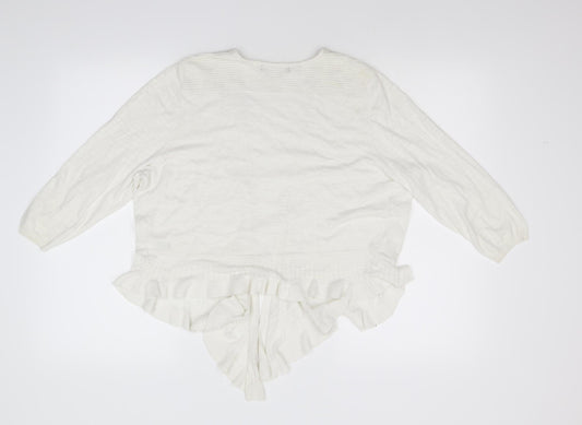 BM Collection Womens Ivory Knit Cardigan Jumper Size M
