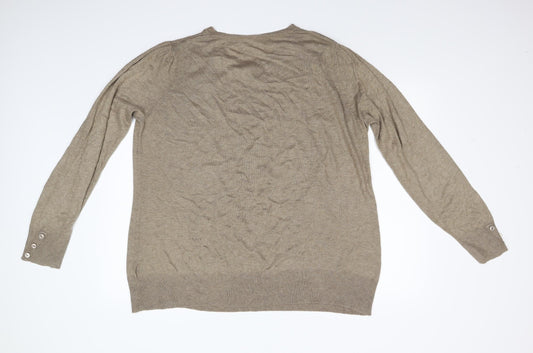 Evans Womens Brown Knit Pullover Jumper Size 22