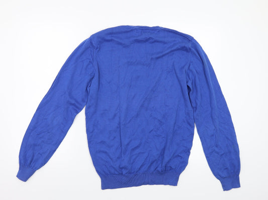 Isac Mens Blue Knit Pullover Jumper Size M