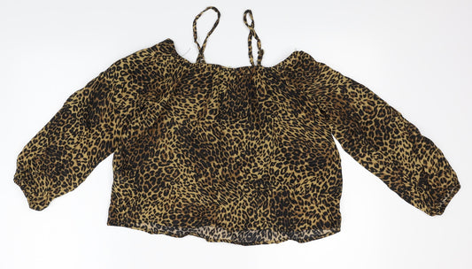 River Island Womens Orange Animal Print Basic Blouse Size 10