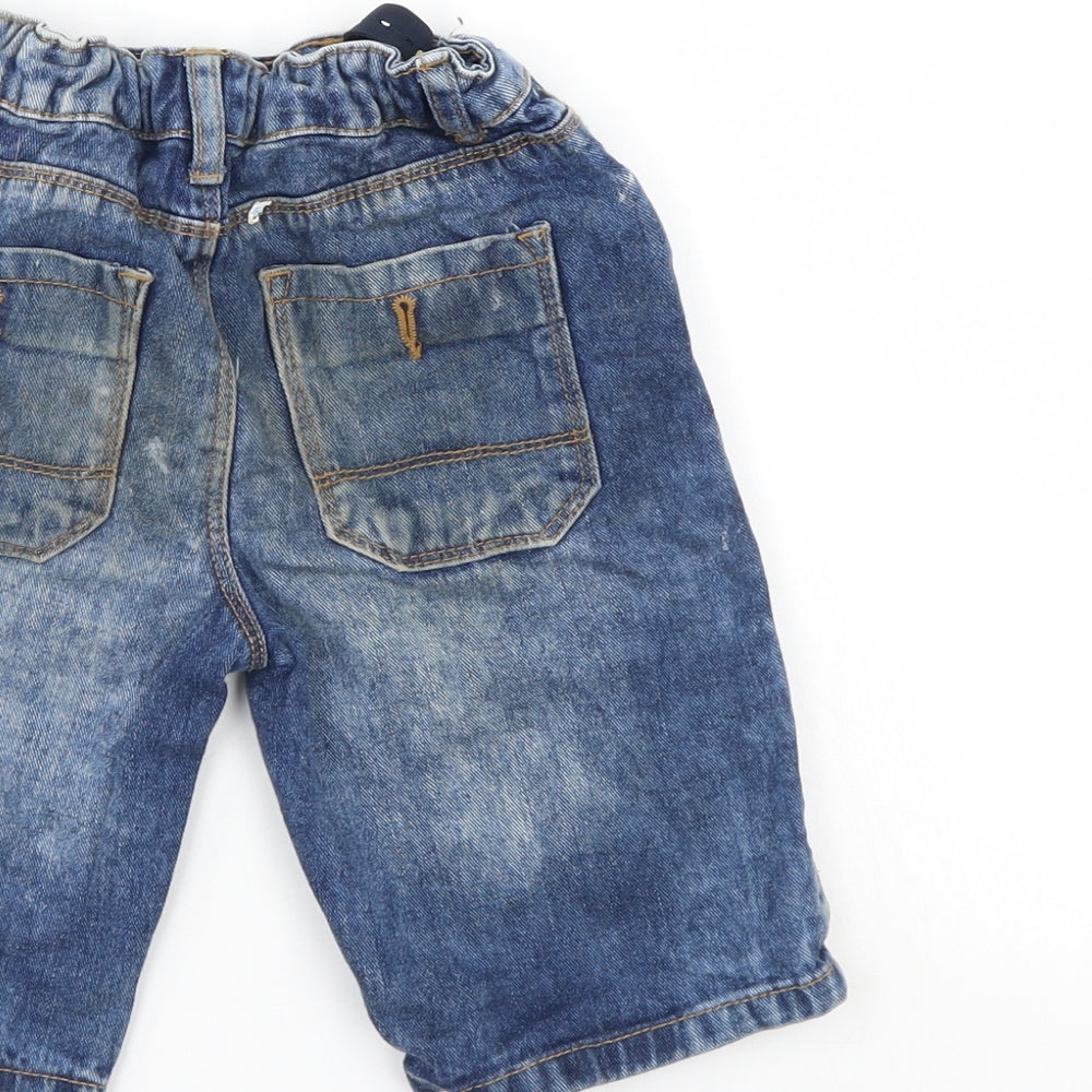 Brand and care label for Denim & Co. boys’ blue denim cropped jeans, size 6-7, years