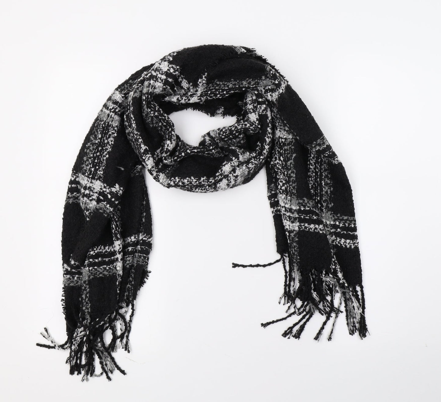 Atmosphere Womens Black Striped Knit Scarf