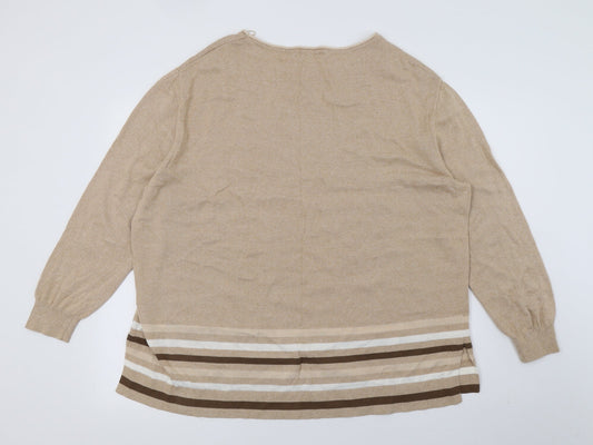 Principles Womens Beige Striped Knit Pullover Jumper Size 18