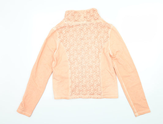 Yest Womens Orange Jersey Full Zip Sweatshirt Size 10 - lace detail on back