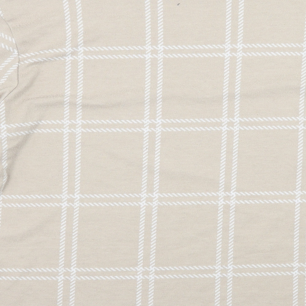 M&S Womens Beige Check Basic T-Shirt Size 12