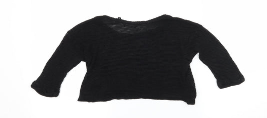 New Look Girls Black Knit Basic T-Shirt Size 9 Years