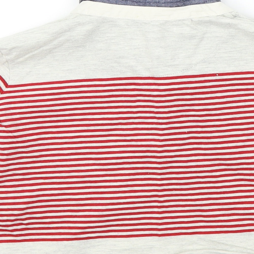 Brand and care label for JOUNIOR J Baby Red Striped Basic Polo, size 18-24, Months