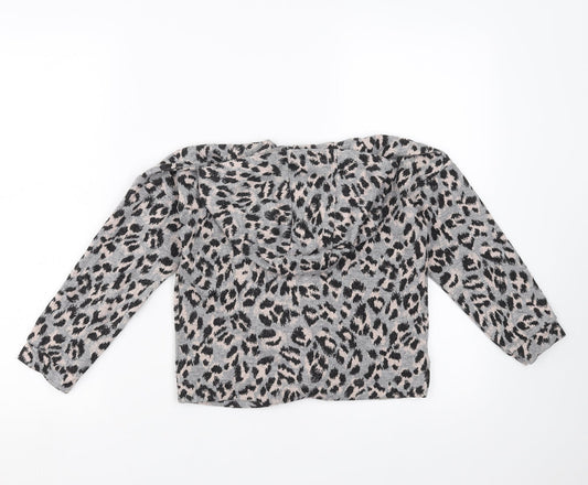 Sainsburys Girls Green Animal Print Pullover Hoodie Size 8 Years