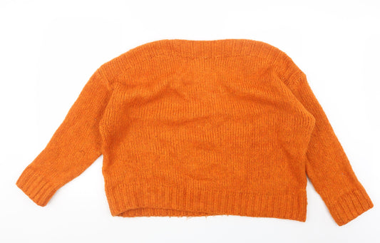 New Look Womens Orange Knit Pullover Jumper Size L