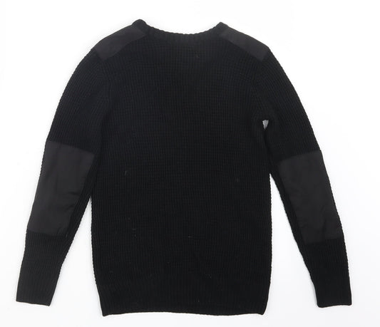 H&M Boys Black Knit Pullover Jumper Size 9-10 Years