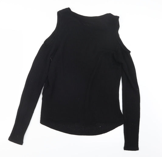 cotton:on Womens Black Knit Pullover Jumper Size L - Open Shoulders