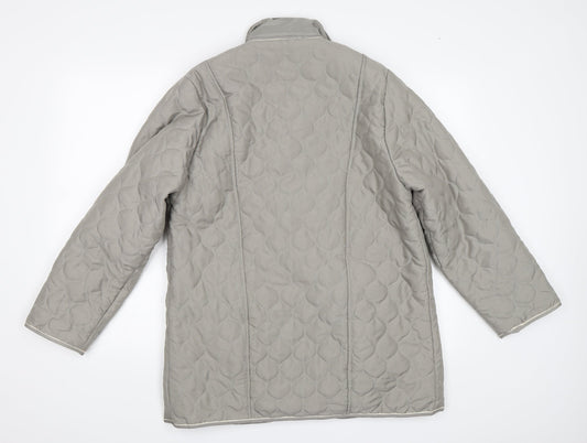 Gabriella Vicenga Womens Grey Quilted Coat Size 10