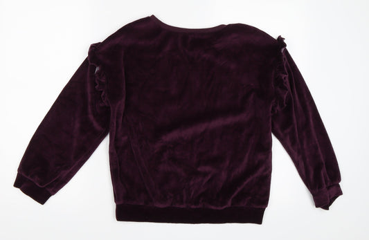 NEXT Girls Purple Velour Pullover Sweatshirt Size 12 Years