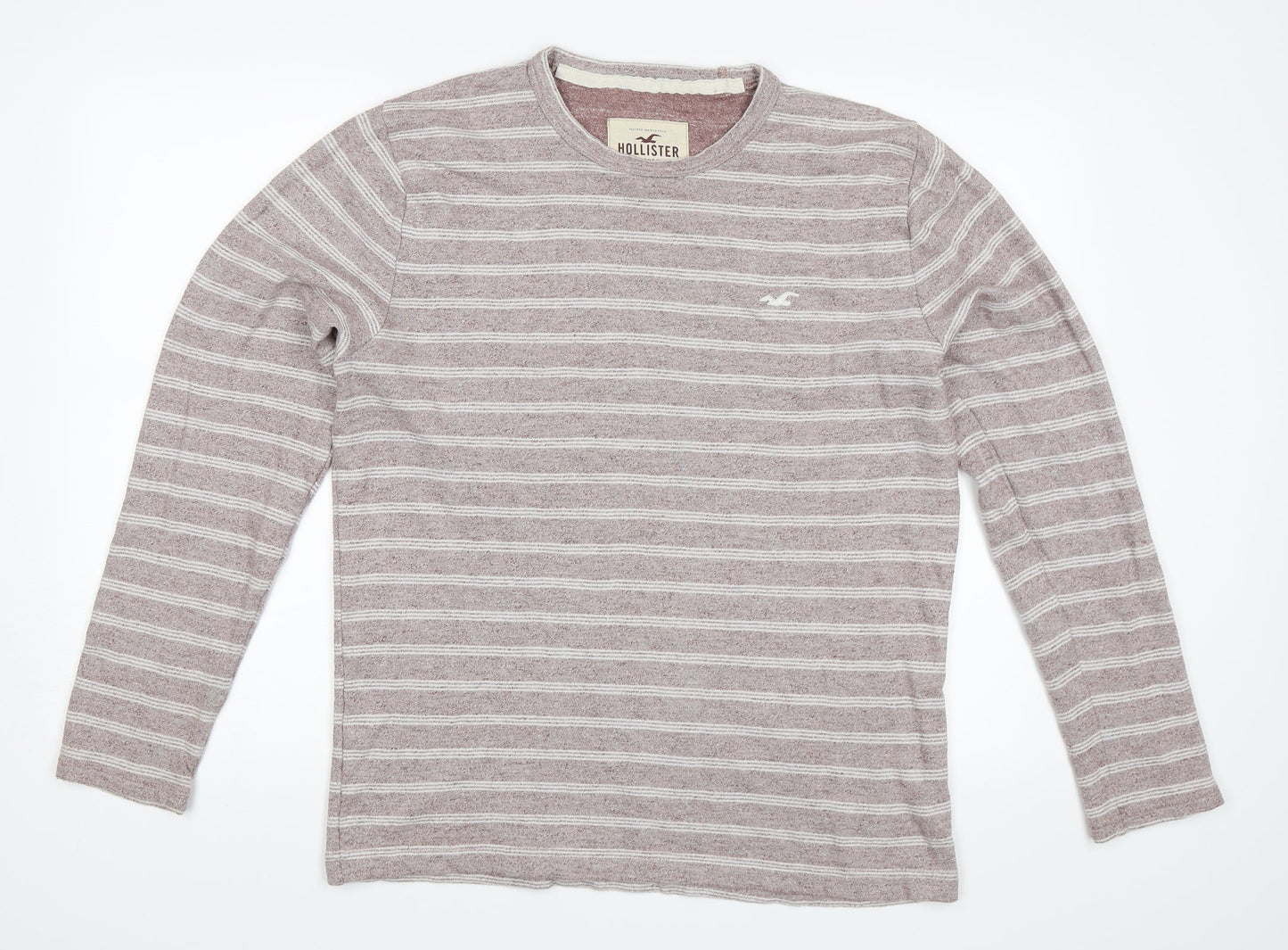 Hollister Mens Pink Striped  Pullover Jumper Size M