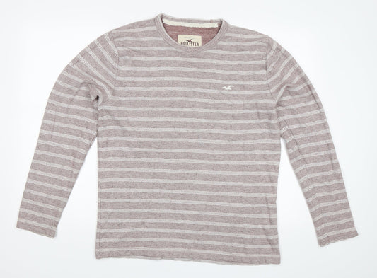 Hollister Mens Pink Striped  Pullover Jumper Size M