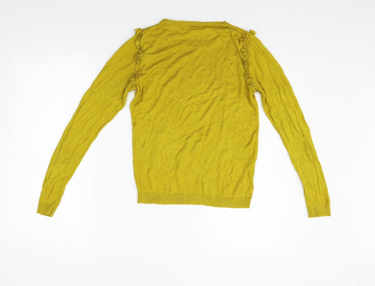 Mango Womens Yellow Pullover Jumper Size M