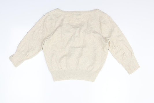 BE BEAU Womens Beige Cardigan Jumper Size 14 - perl detail