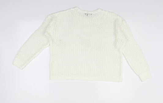 Peacocks Womens White Pullover Jumper Size M - washable marks