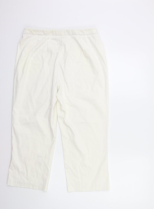 Marks and Spencer Womens White Cropped Trousers Size 32 in L22 in