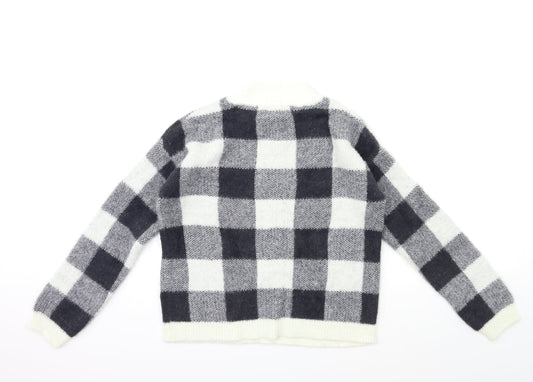 Primark Girls Green Check Knit Pullover Jumper Size 12 Years
