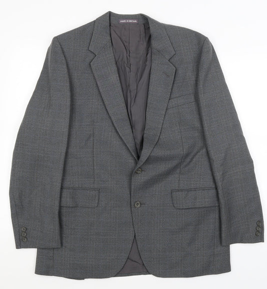 Dunn & Co Mens Grey Plaid  Jacket Blazer Size M