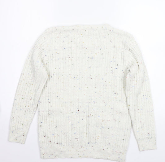 Monique Womens White Pullover Jumper Size M