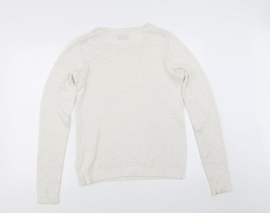 VILA Womens White Pullover Jumper Size M