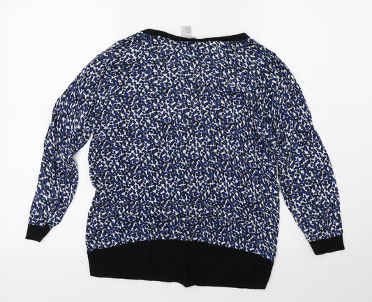 H&M Womens Blue Geometric Knit Cardigan Jumper Size M