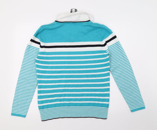 Jessica Womens Blue Striped Knit Pullover Jumper Size M