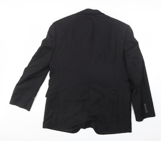 Marks and Spencer Mens Black Striped Jacket Suit Jacket Size 40