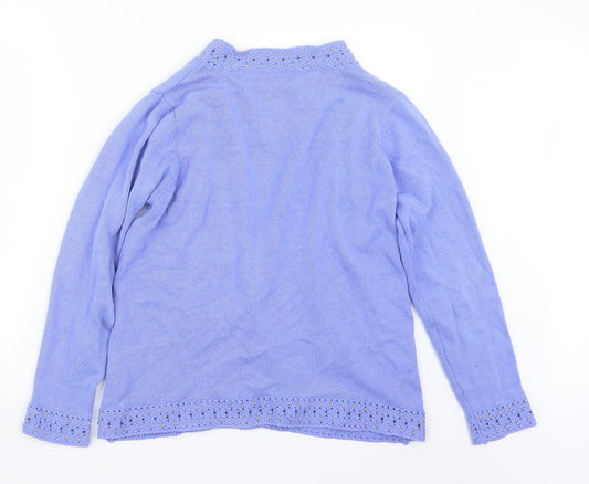 BM Womens Purple Knit Cardigan Jumper Size M