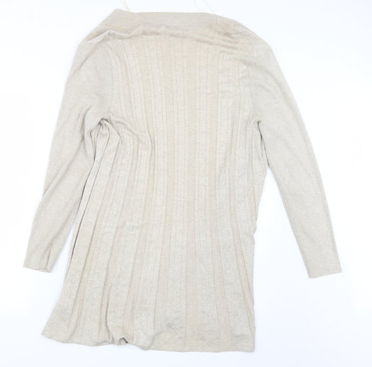 Bm Collection Womens Beige Knit Cardigan Jumper Size M