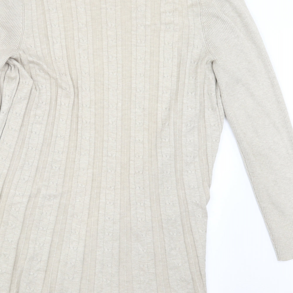 Bm Collection Womens Beige Knit Cardigan Jumper Size M
