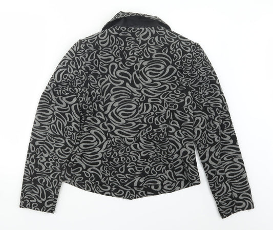 Oscar B. Womens Grey Geometric Jacket Size 12