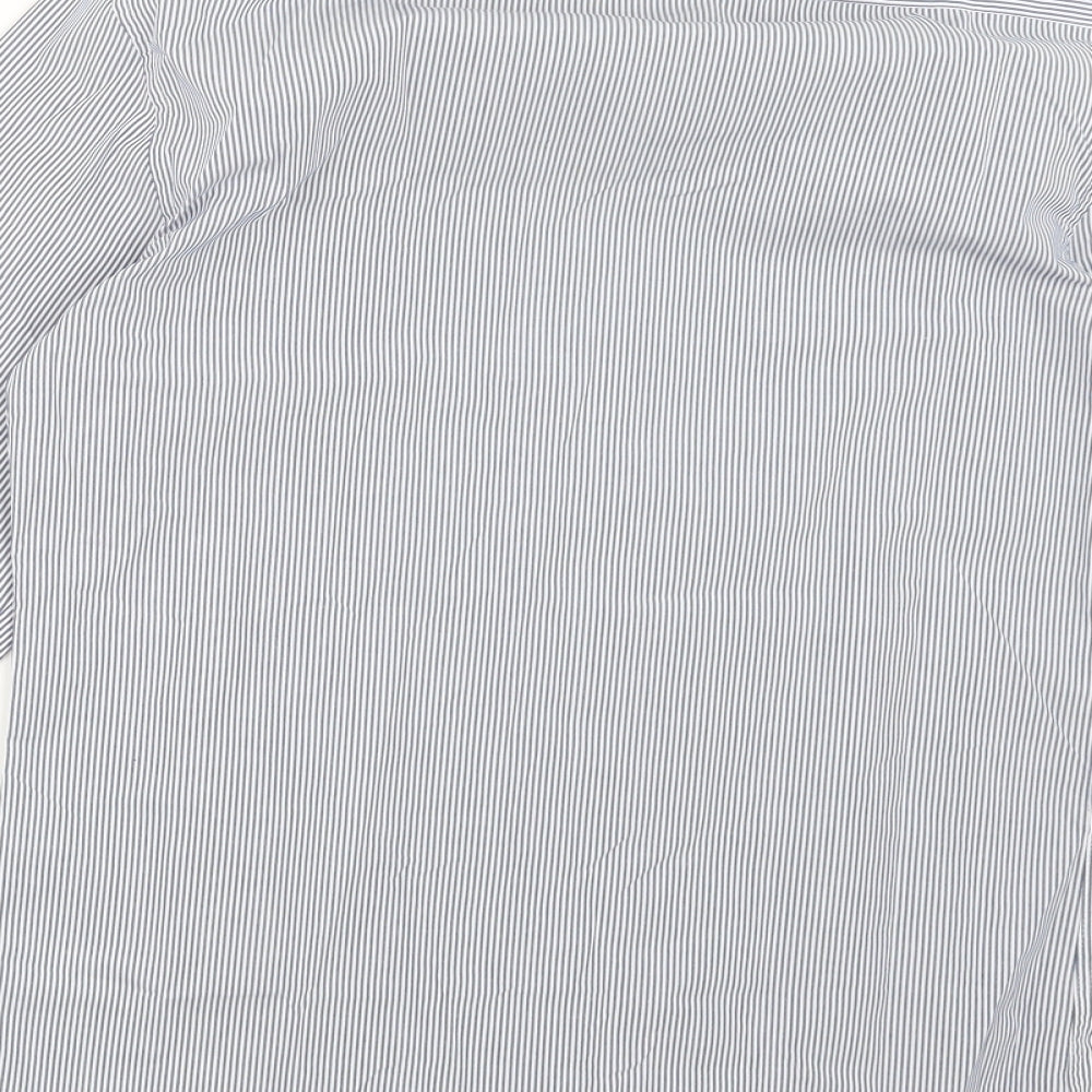 Marks and Spencer Mens Blue Striped Button-Up Size 14.5