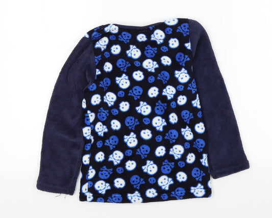 snooze time Boys Blue Pullover Jumper Size 7-8 Years - scull an cross bone