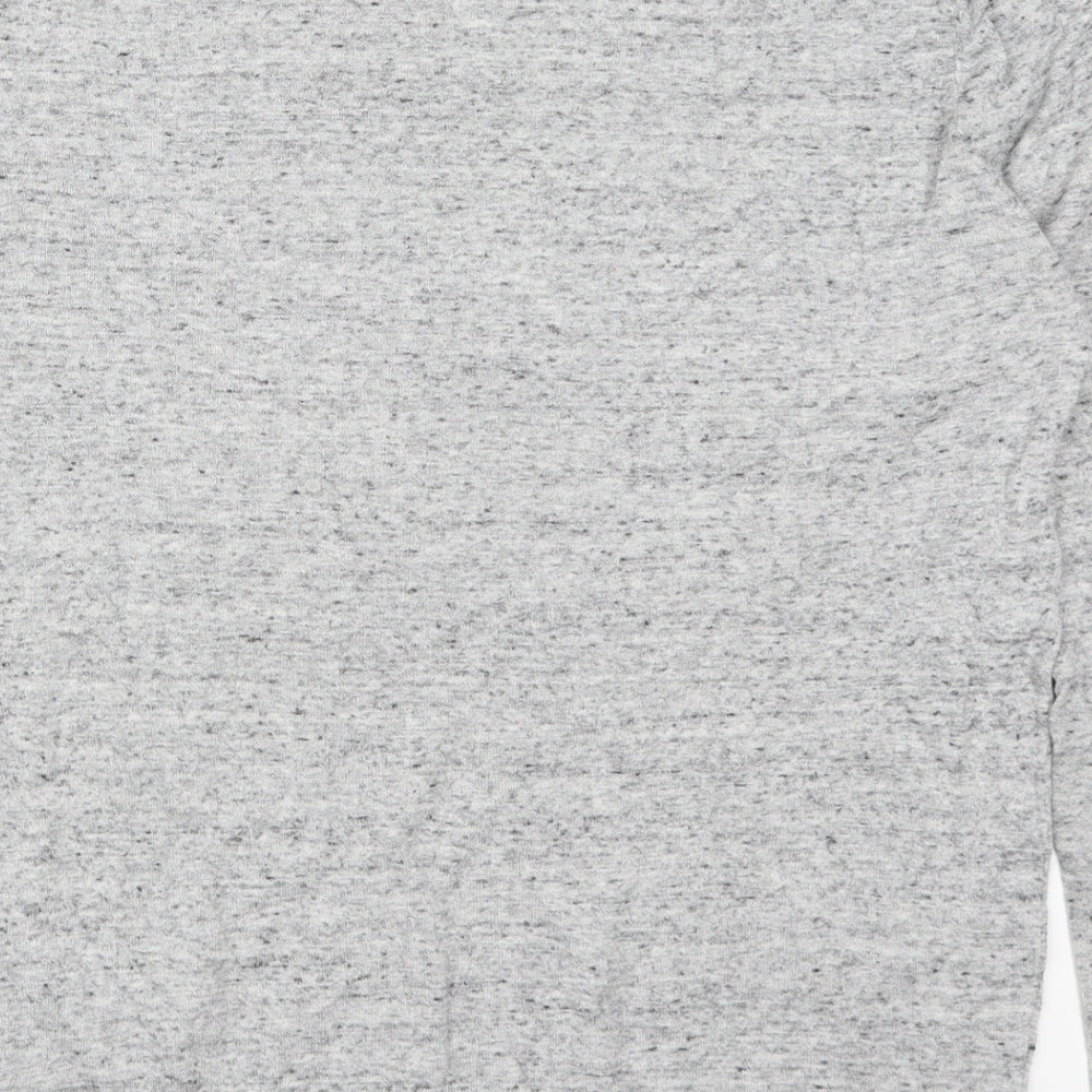 Brand and care label for ASOS men’s grey jumper, size M