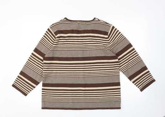 Touch Womens Brown Striped Pullover Jumper Size L