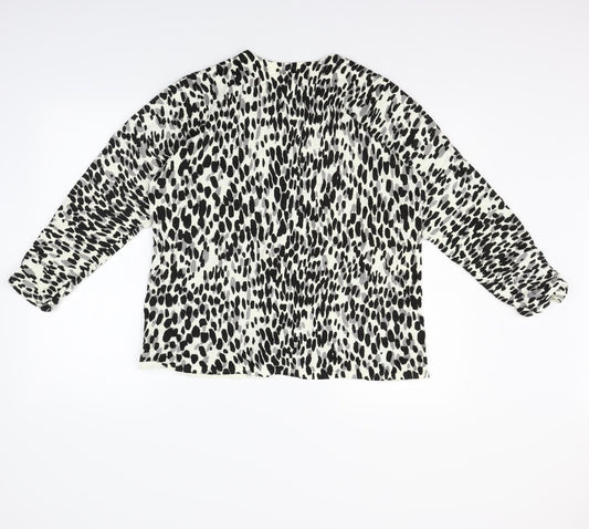 BHS Womens White Geometric Cardigan Jumper Size 20