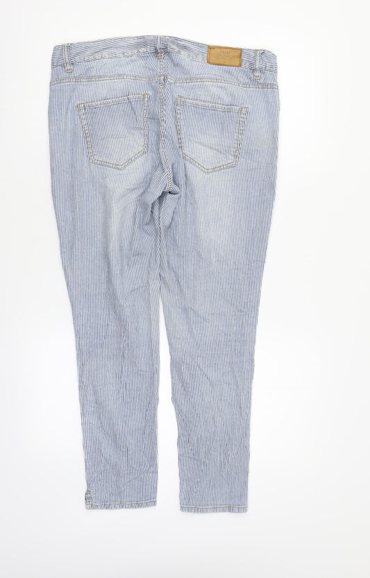 H&M Womens Blue Striped Straight Jeans Size 12 L23 in