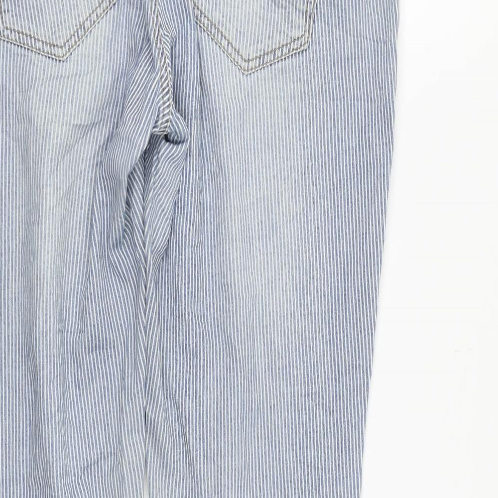 H&M Womens Blue Striped Straight Jeans Size 12 L23 in