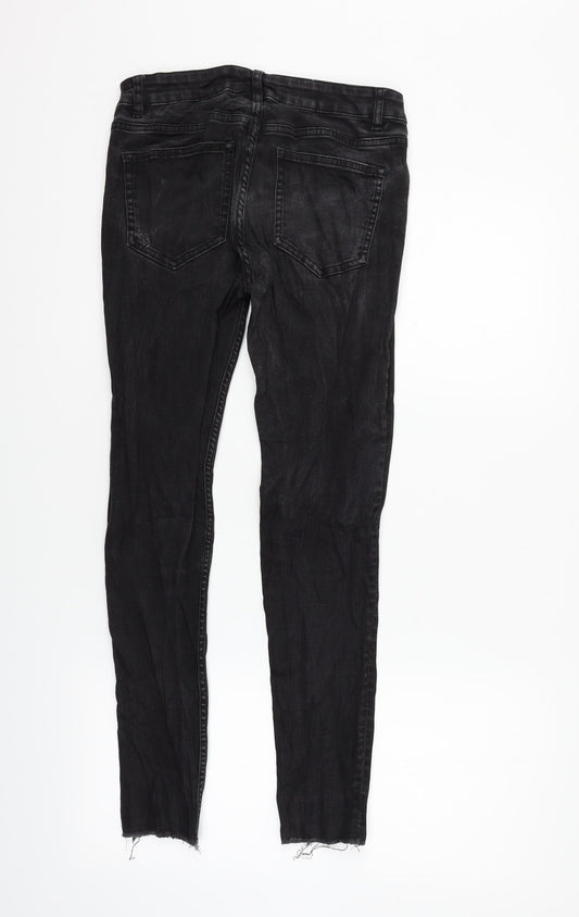 Divided Womens Black Houndstooth Straight Jeans Size 8 L27 in