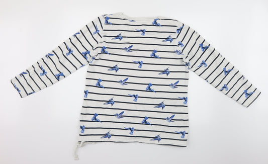 George Mens White Striped Pullover Jumper