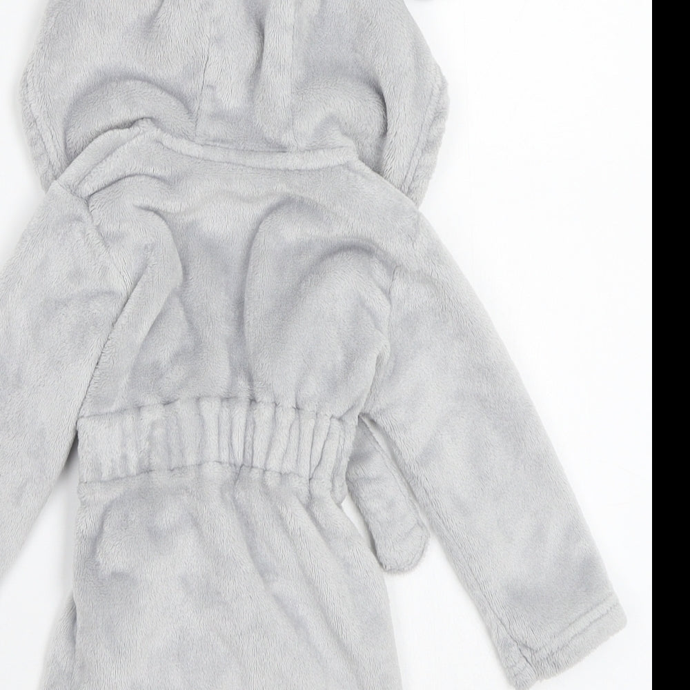 Brand and care label for George girls’ grey babydoll gown, size 9-12, months